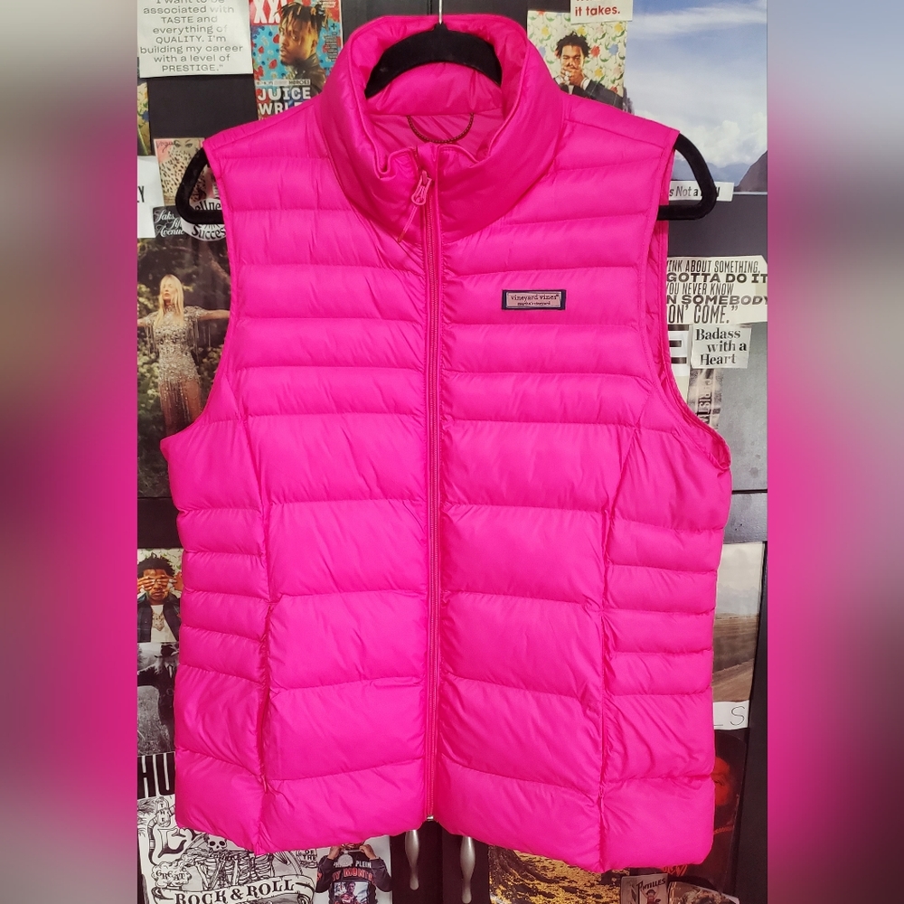 Vineyard Vines Vibrant Pink Quilted Vest